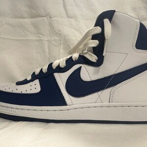 Nike Blue and White High-Top Sneakers